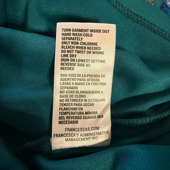 Francesca's Collections Green Boho Cottage Dress Size Small No Stretch Midi Zip - Picture 11 of 15